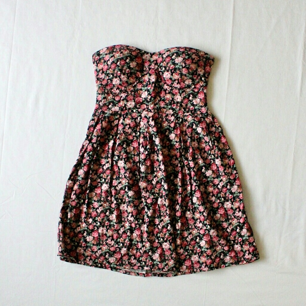 Strapless Floral Mini Dress